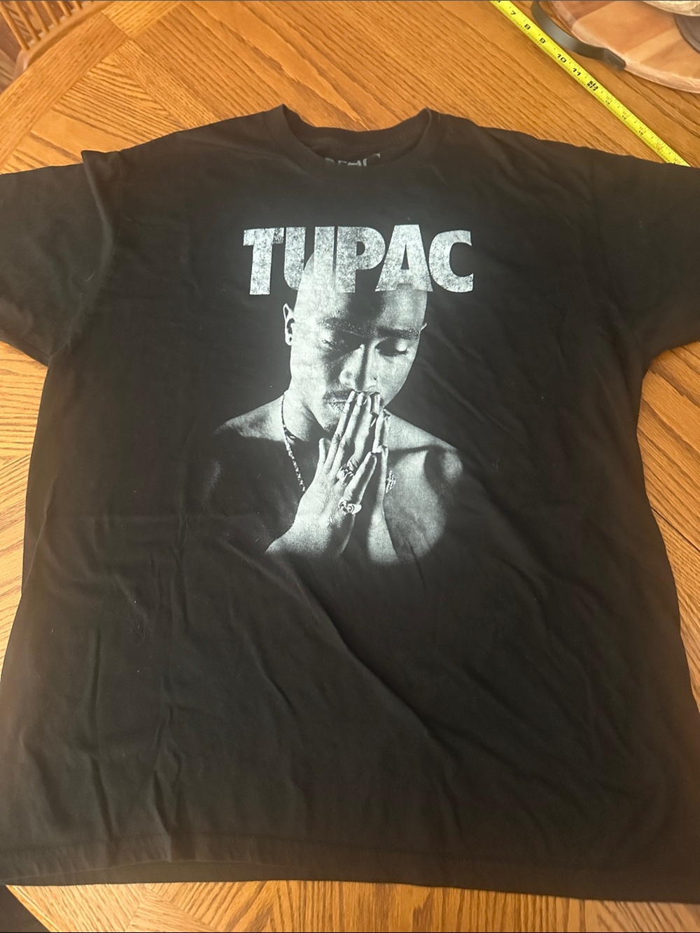 2Pac Tupac Shakur Praying Graphic T-Shirt Black Size XL | Official Bravado